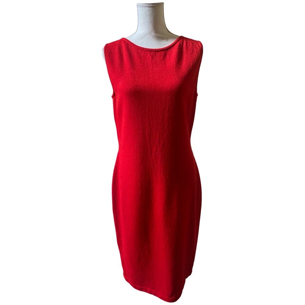 St. John Red Wool Blend Sleeveless Dress Size 10